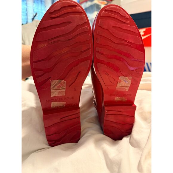 EUC Michael Kors Fulton Harness Tall Red Rubber Rain Boots - Picture 4 of 11